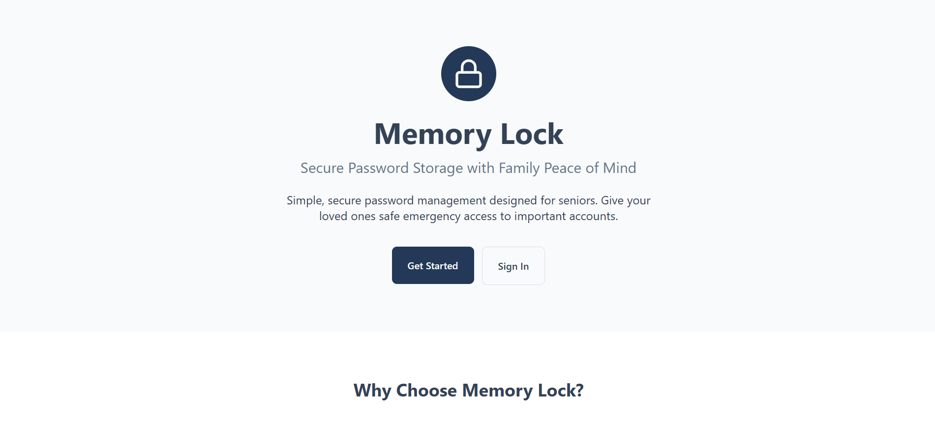 Memory Lock - Security SaaS project screenshot